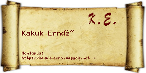 Kakuk Ernő névjegykártya