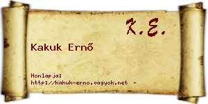 Kakuk Ernő névjegykártya